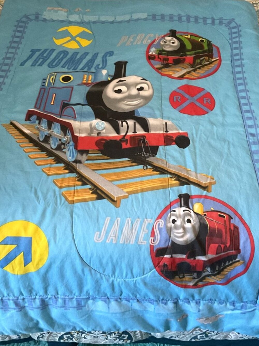 VINTAGE THOMAS & FRIENDS TODDLER COMFORTER BLANKET BY JAY FRANCO & SONS Y2K TRAI